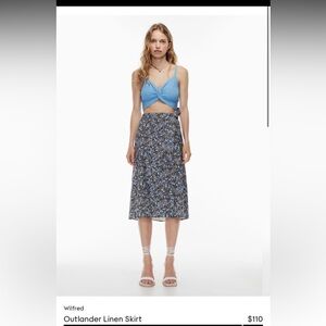 Aritzia Wilfred Outlander Linen Skirt Size S * Elastic band needs repaired